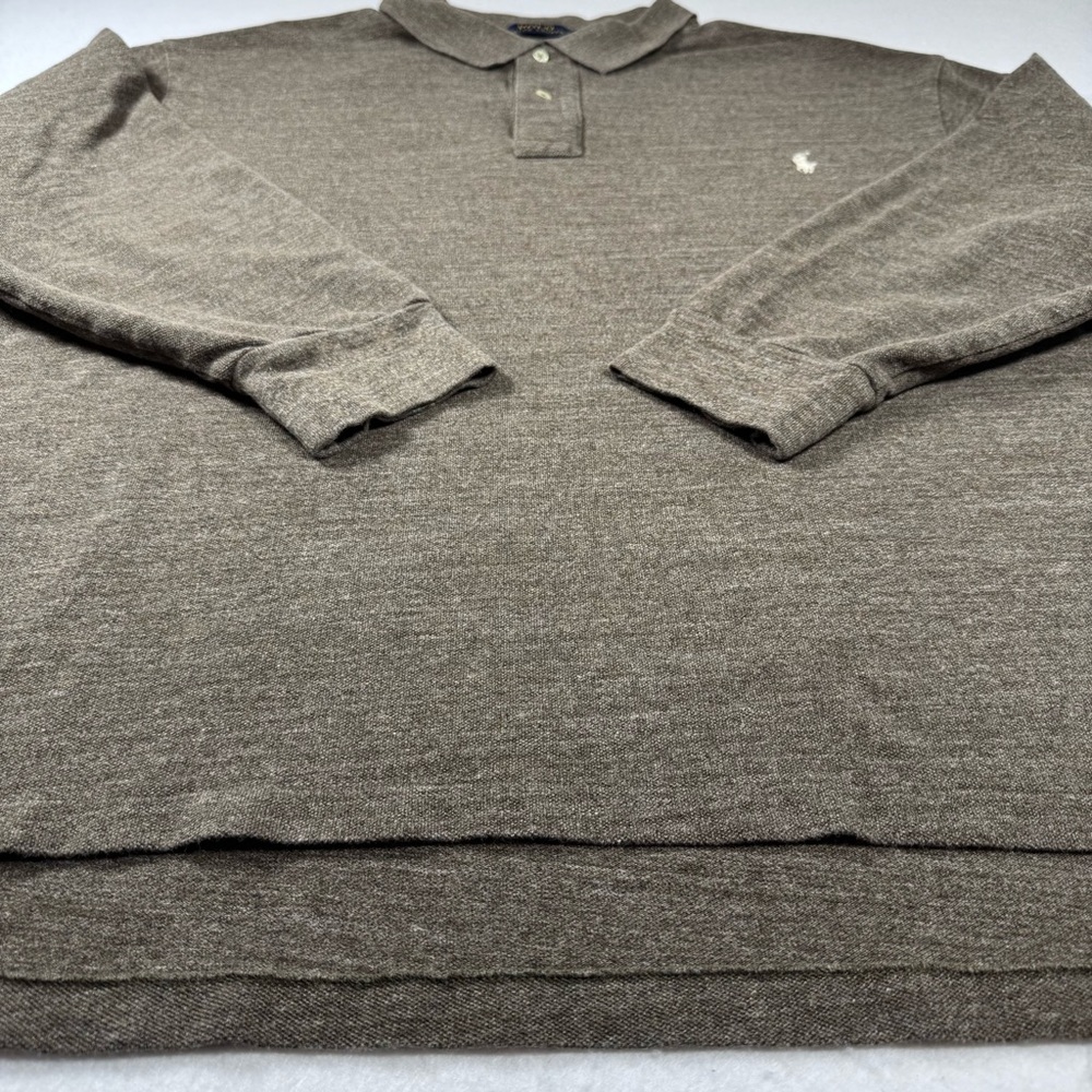 Polo Ralph Lauren Men’s 2XB‎ Brown Long‑Sleeve Cotton Polo Shirt - Picture 4 of 13